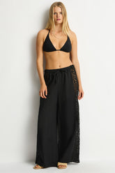Shore Linen Panelled Beach Pant / Sea Level Shore linen black