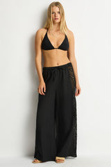 Shore Linen Panelled Beach Pant / Sea Level Shore linen black