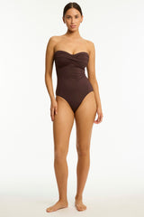 Essentials Edit Twist Bandeau One Piece / Sea Level Eco essentials cocoa