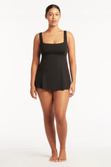 Eco Essentials Square Neck Tummy Control Swim Dress / Sea Level Eco essentials black