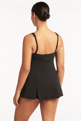 Eco Essentials Square Neck Tummy Control Swim Dress / Sea Level Eco essentials black