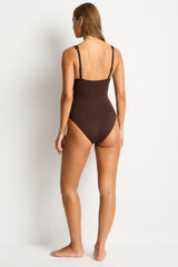 Essentials Edit Spliced One Piece / Sea Level Eco essentials cocoa