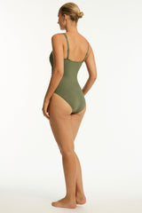 Eco Essentials Twist Front One Piece / Sea Level Eco essentials khaki