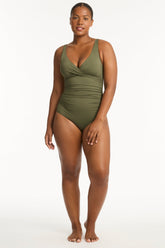 Eco Essentials Cross Front One Piece / Sea Level Eco essentials khaki
