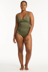 Eco Essentials Cross Front One Piece / Sea Level Eco essentials khaki