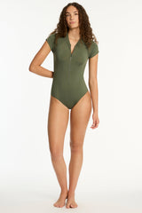 Eco Essentials Short Sleeve One Piece / Sea Level Eco essentials khaki