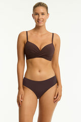 Essentials Edit Cross Front Moulded Cup Bra / Sea Level Eco essentials cocoa