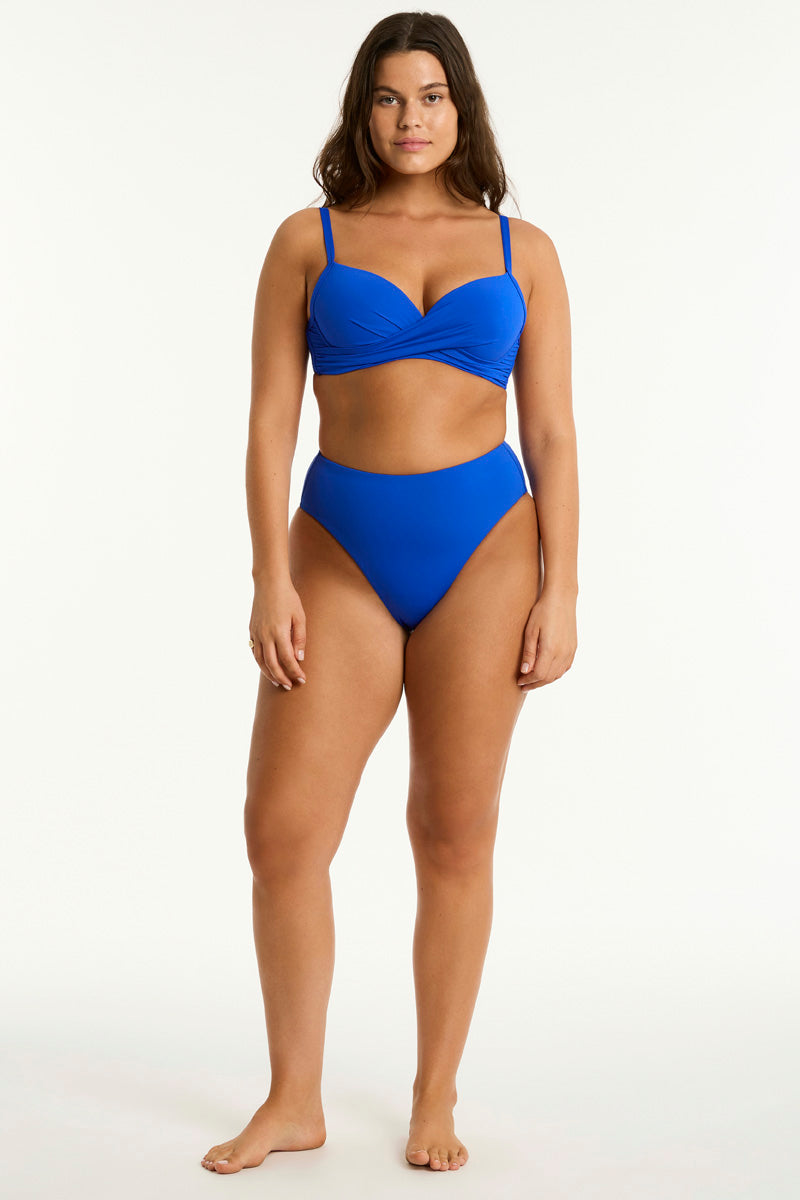 Eco Essentials Cross Front Moulded Cup Bra / Sea Level Eco essentials cobalt
