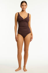 Essentials Edit Cross Front Tankini / Sea Level Eco essentials cocoa
