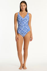 Somerset Cross Front Tankini / Sea Level Somerset denim blue