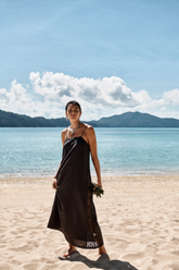 Shore Linen Panelled Bandeau Lace Maxi Dress / Sea Level Shore linen black