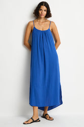 Sunset Tie Back Sundress / Sea Level Sunset amalfi blue