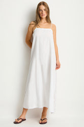 Shore Linen Panelled Bandeau Lace Maxi Dress / Sea Level Shore linen white