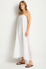 Shore Linen Panelled Bandeau Lace Maxi Dress / Sea Level Shore linen white