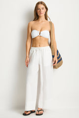 Shore Linen Palazzo Pant / Sea Level Shore linen white