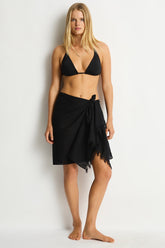 Salt Frayed Sarong / Sea Level Salt black