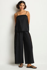Shore Linen Panelled Shift Cami Top / Sea Level Shore linen black