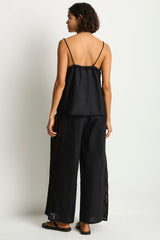 Shore Linen Panelled Shift Cami Top / Sea Level Shore linen black