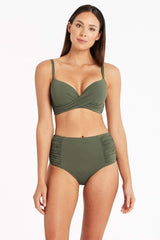 Eco Essentials Cross Front Moulded Cup Bra / Sea Level Eco essentials khaki