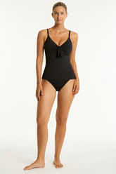 Essentials Edit Tie Front DD/E Tankini / Sea Level Eco essentials black