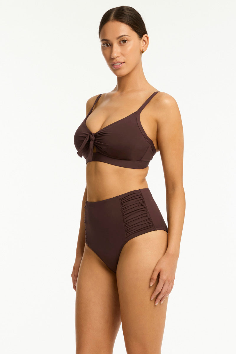 Essentials Edit High Waist Gathered Side Pant / Sea Level Eco essentials cocoa