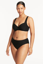 Honeycomb Mid Bikini Pant / Sea Level Honeycomb black