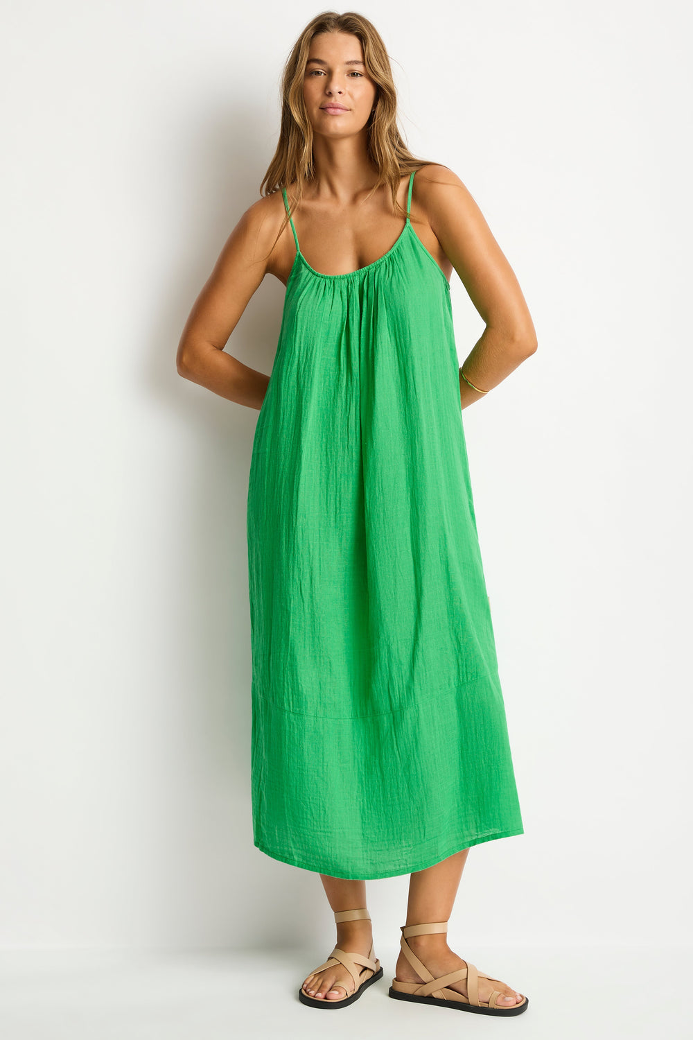 Sunset Tie Back Sundress / Sea Level Sunset kelly green
