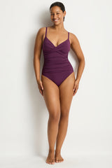 Essentials Edit Cross Front Scoop Back One Piece / Sea Level Eco essentials claret