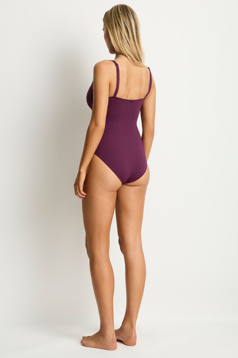 Scallop Square Neck Bralette One Piece / Sea Level Scallop claret
