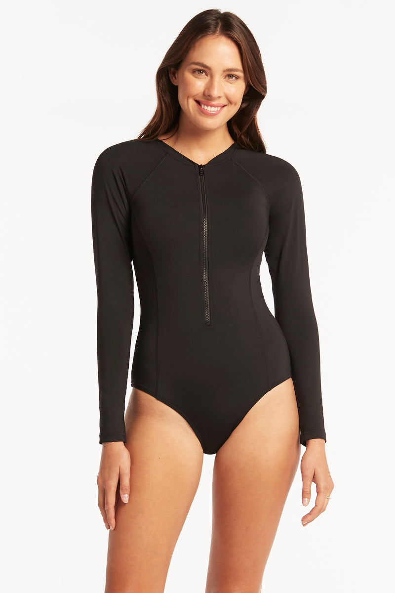 Eco Essentials Long Sleeve One Piece / Sea Level Eco essentials black