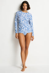 Reef Long Sleeve Rash Vest / Sea Level Reef denim blue