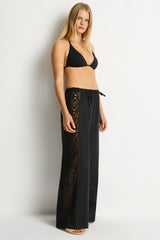 Shore Linen Panelled Beach Pant / Sea Level Shore linen black