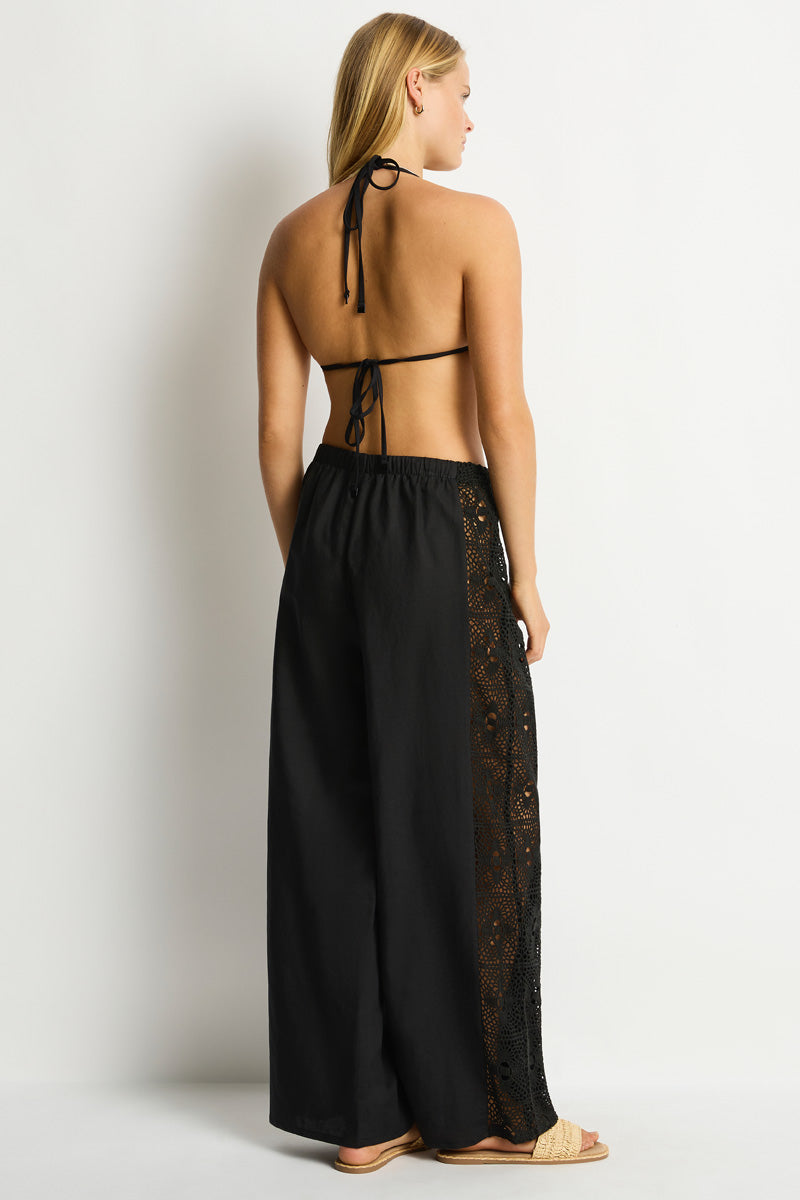 Shore Linen Panelled Beach Pant / Sea Level Shore linen black