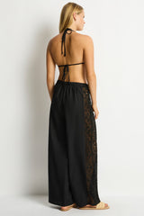 Shore Linen Panelled Beach Pant / Sea Level Shore linen black