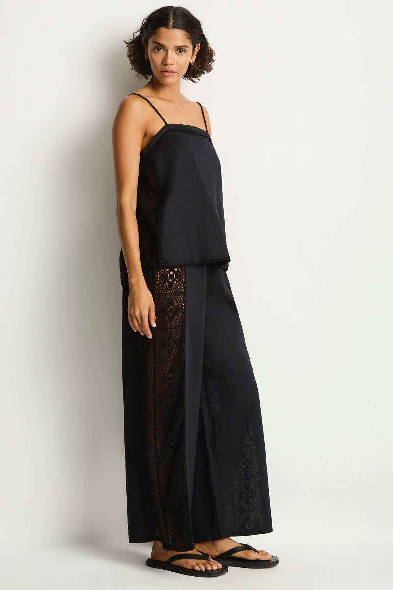 Shore Linen Panelled Beach Pant / Sea Level Shore linen black