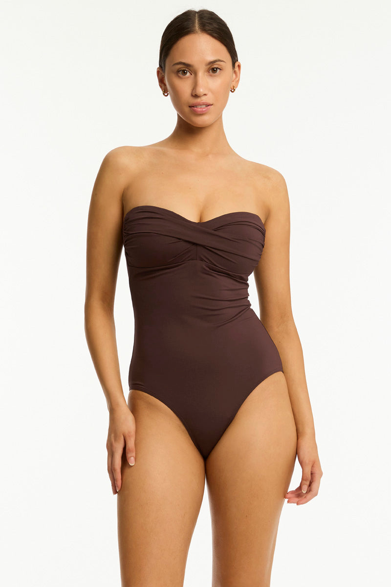 Essentials Edit Twist Bandeau One Piece / Sea Level Eco essentials cocoa