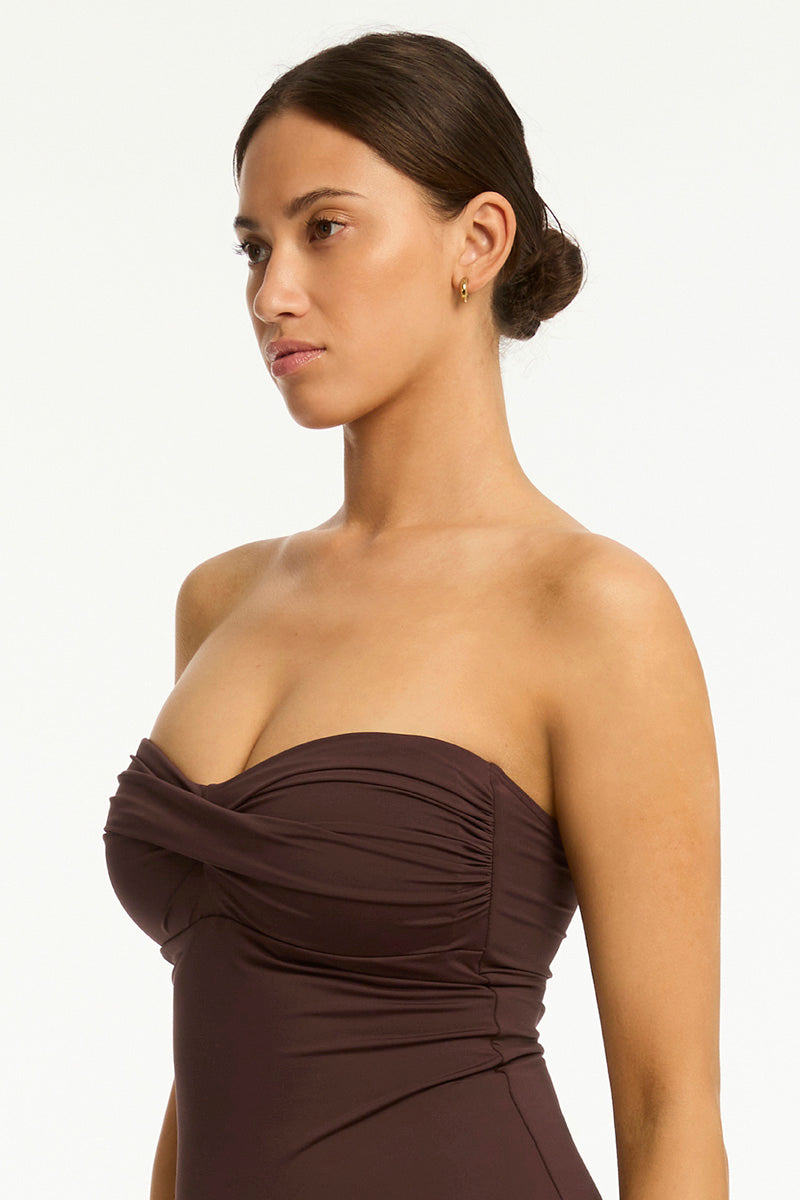 Essentials Edit Twist Bandeau One Piece / Sea Level Eco essentials cocoa