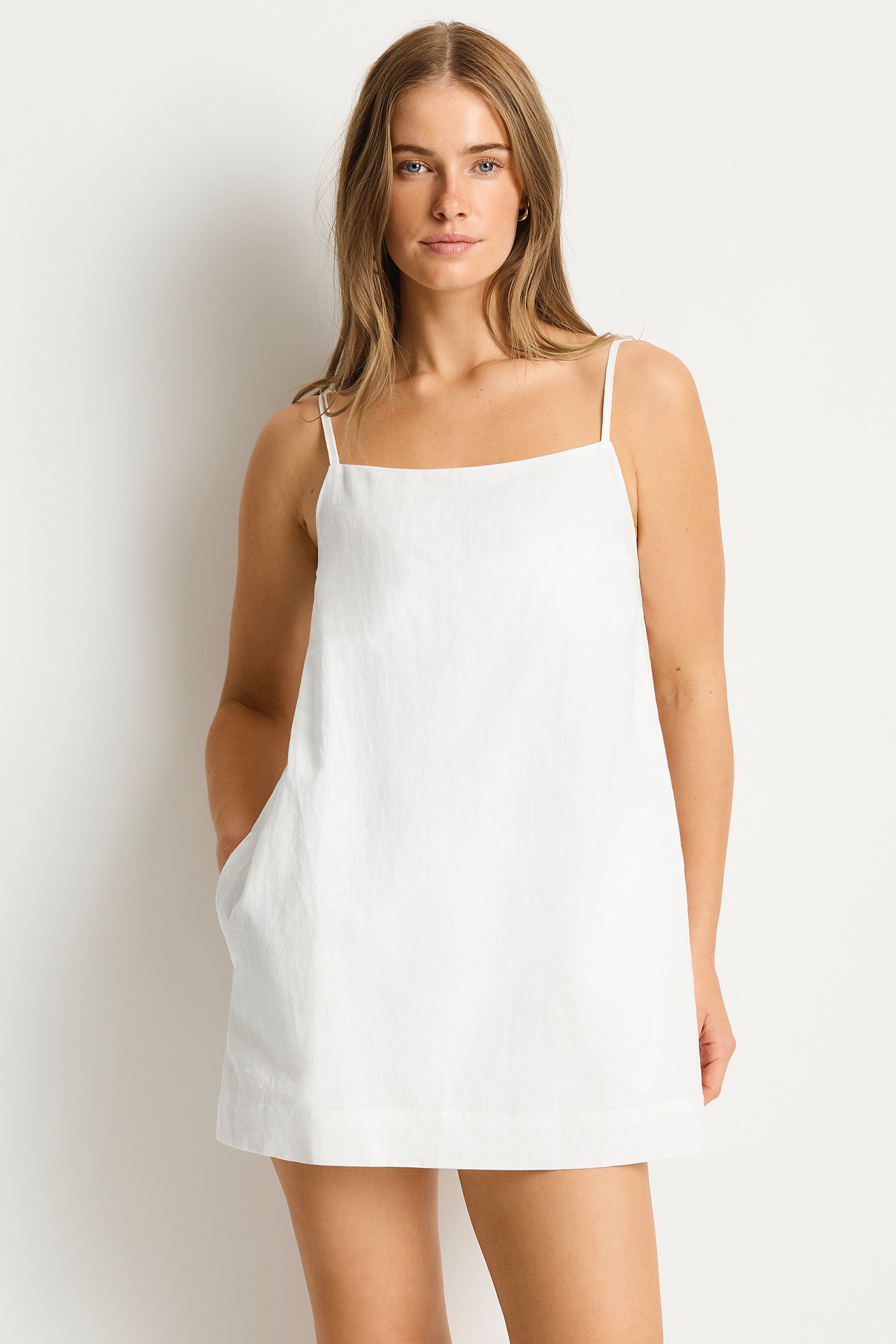 Shore Linen Shift Short Dress / Sea Level Shore linen white