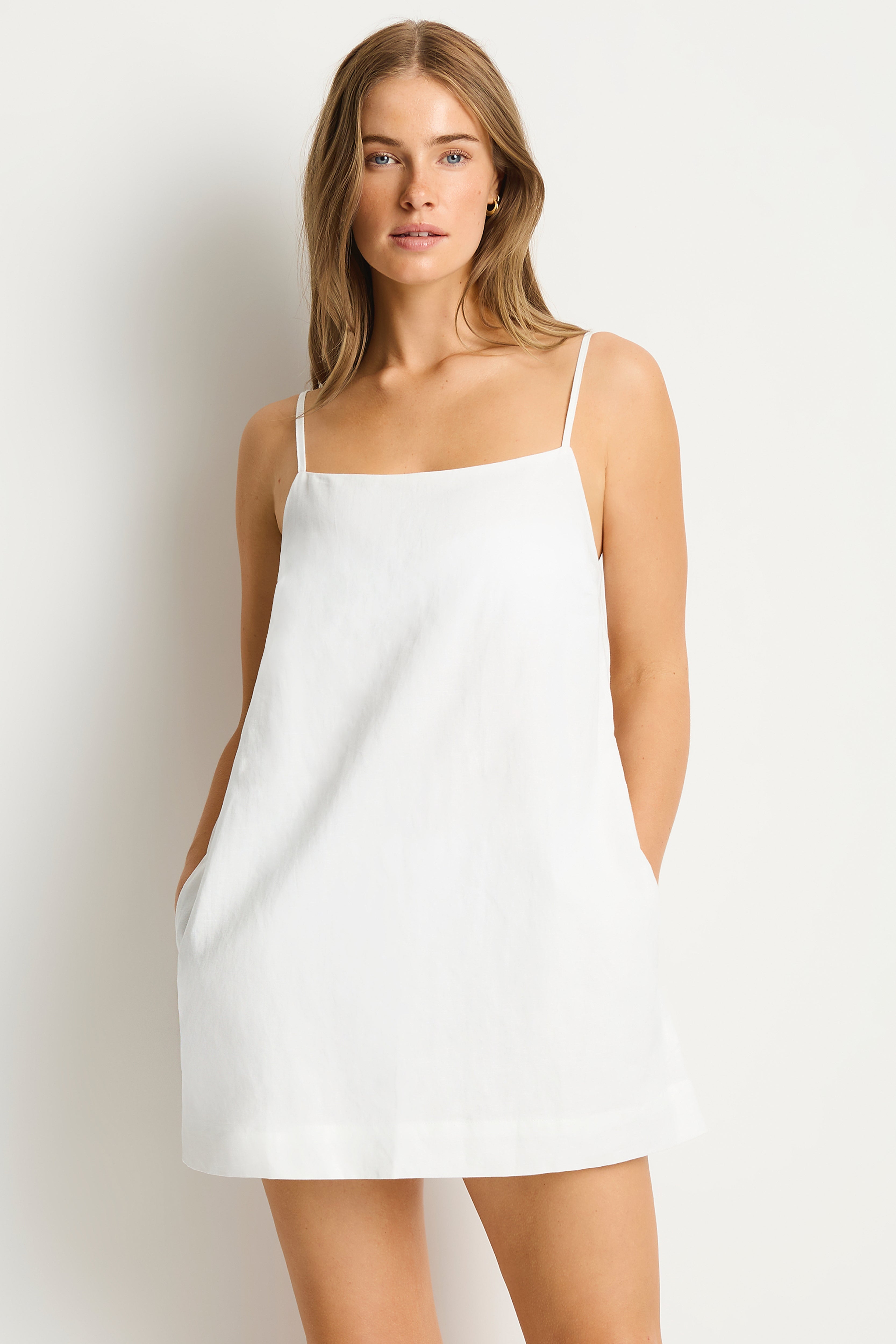Shore Linen Shift Short Dress / Sea Level Shore linen white