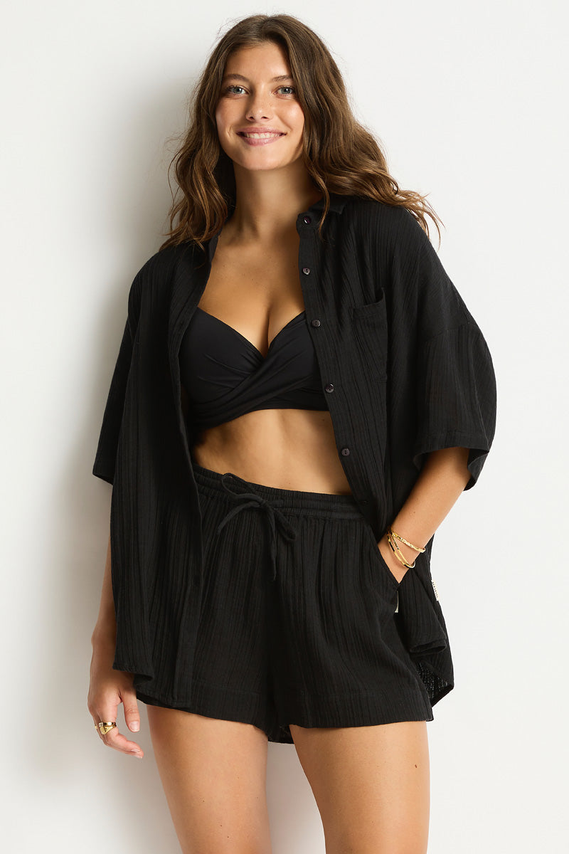 Sunset Aloha Shirt / Sea Level Sunset black