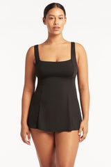 Eco Essentials Square Neck Tummy Control Swim Dress / Sea Level Eco essentials black