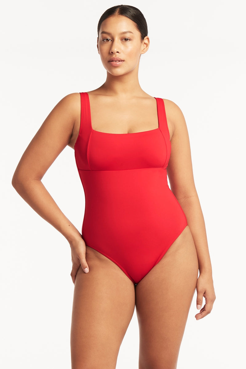 Eco Essentials Square Neck One Piece / Sea Level Eco essentials red