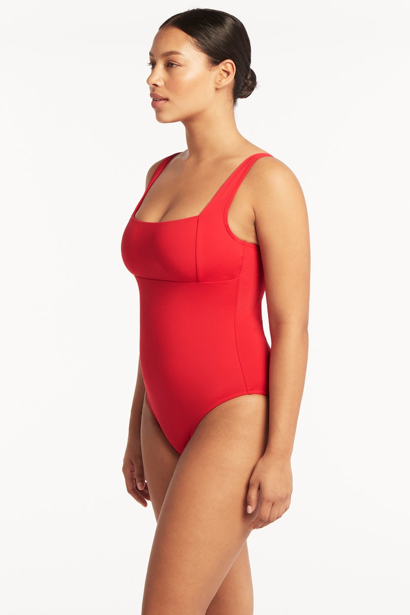 Eco Essentials Square Neck One Piece / Sea Level Eco essentials red