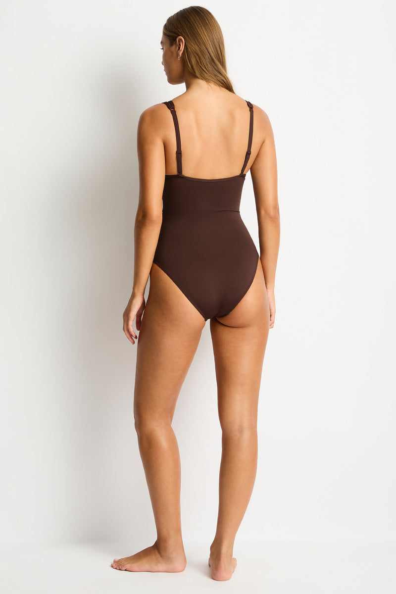 Essentials Edit Spliced One Piece / Sea Level Eco essentials cocoa