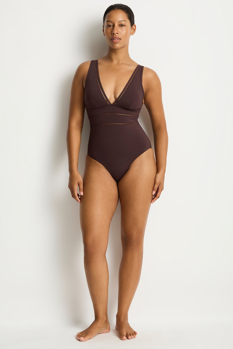 Essentials Edit Spliced One Piece / Sea Level Eco essentials cocoa