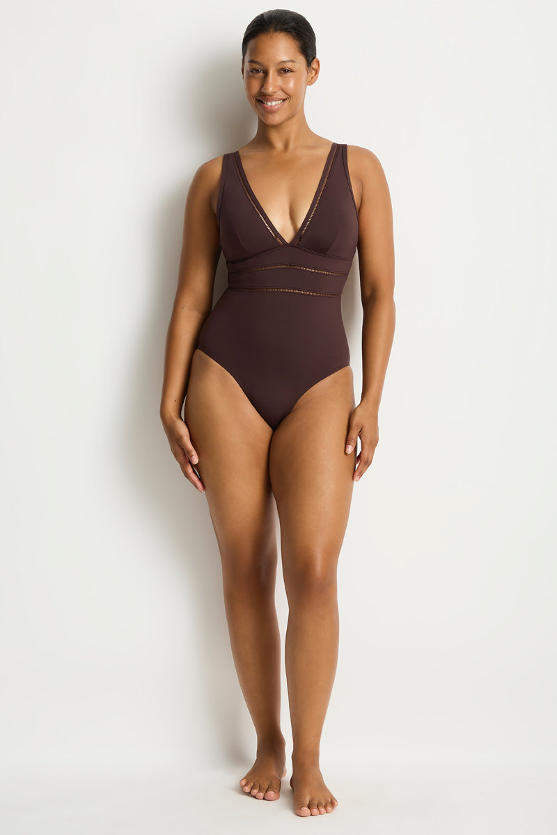 Essentials Edit Spliced One Piece / Sea Level Eco essentials cocoa