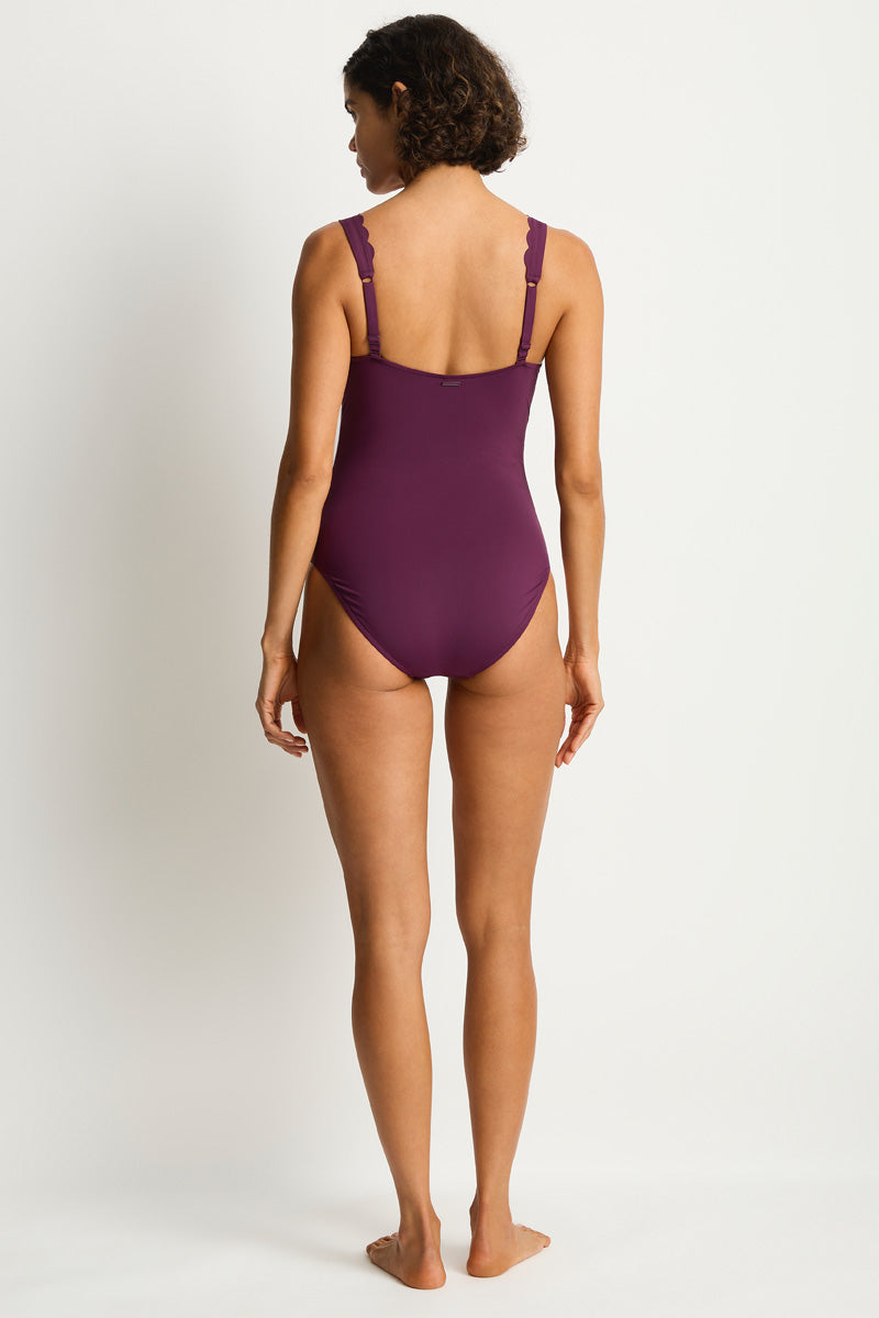Scallop Longline Tri One Piece / Sea Level Scallop claret