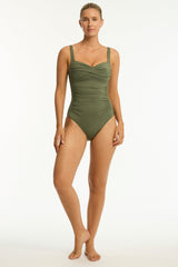 Eco Essentials Twist Front One Piece / Sea Level Eco essentials khaki