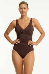 Essentials Edit Cross Front One Piece / Sea Level Eco essentials cocoa