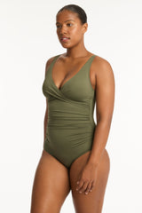 Eco Essentials Cross Front One Piece / Sea Level Eco essentials khaki